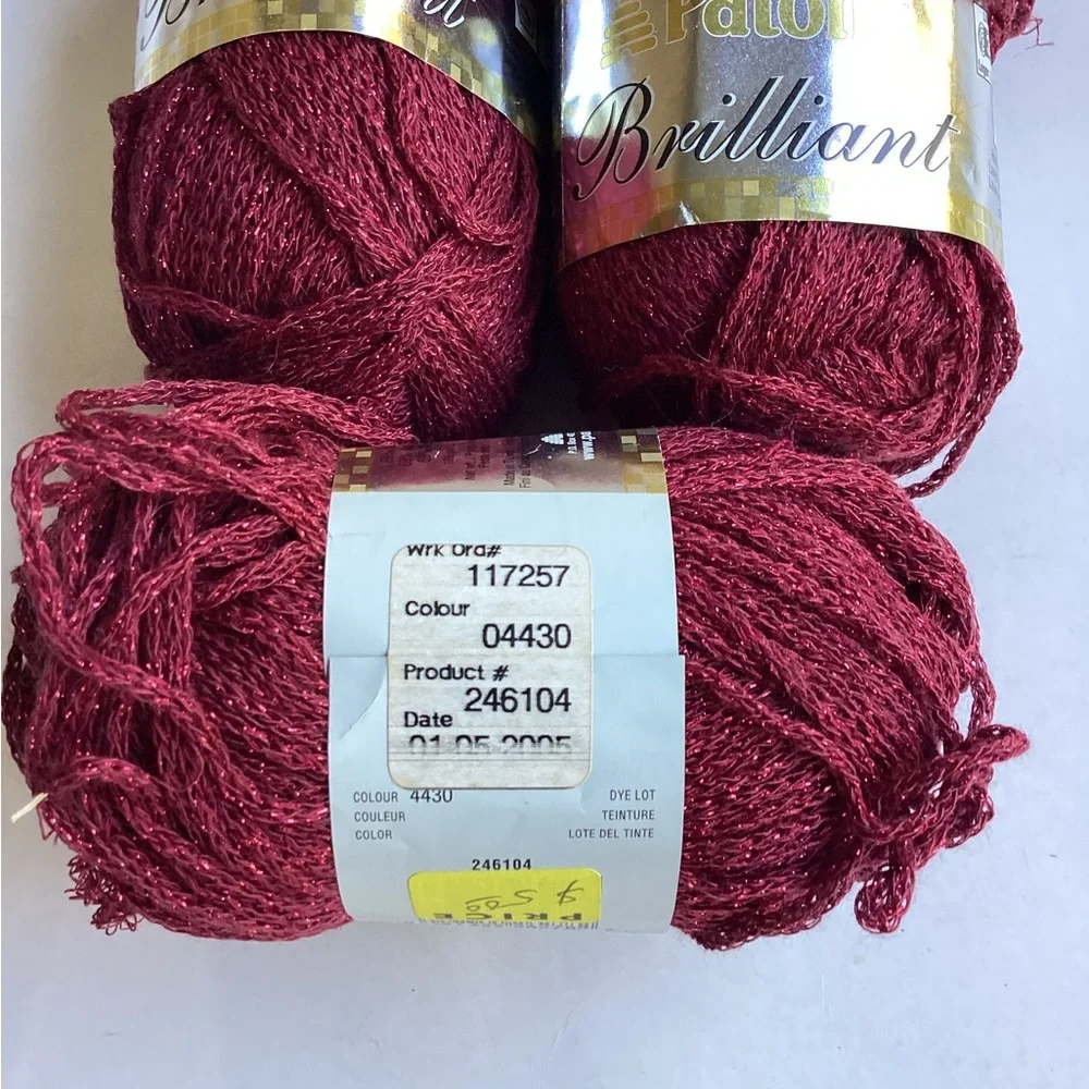Patons Yarn Brilliant Beautiful Burgandy  Metallic Acrylic Blend